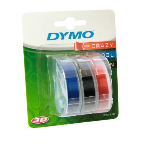 Nastri a rilievo per etichettatrici Dymo vinile 9 mm x 3 m assortiti blister da 3 - S0847750